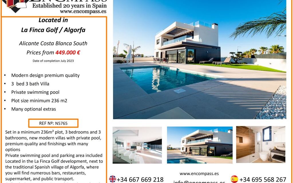 New build villas with private pools in La Finca Golf