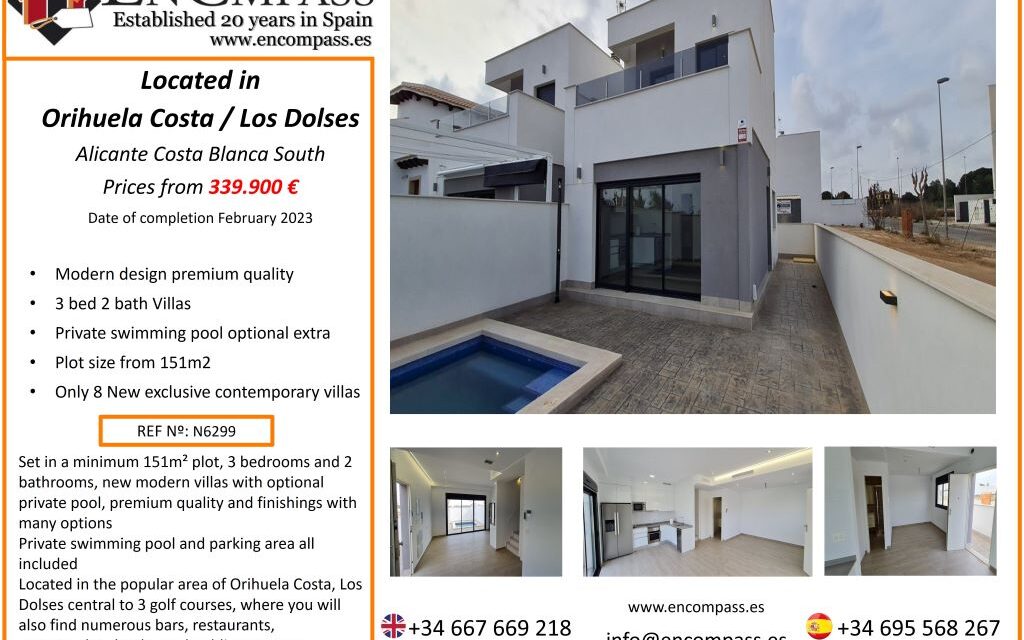 New Build villas with private pools in Orihuela Costa Villamartin