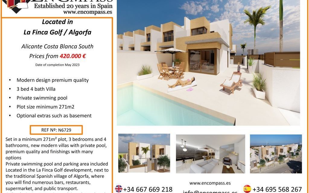 New Build villas with private pools in La Finca Golf Algorfa